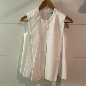 Victor & Rolf white pleated sleeveless top